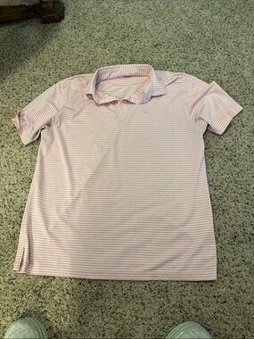 Rhoback size Large Striped Pink Polo Shirt